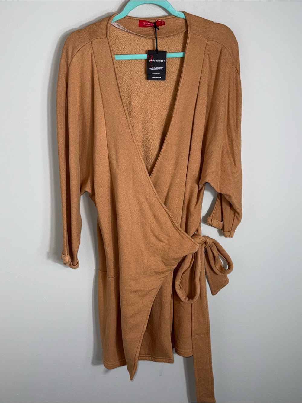 n:Philanthropy Women's Wrap Cardigan Top Jacket-Tan-Cotton Blend-Large-NWT